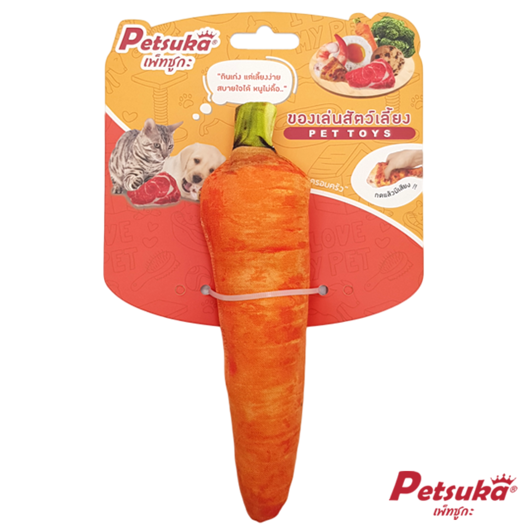 ตุ๊กตาแครอทนุ่มนิ่ม Petsuka ของเล่นสัตว์เลี้ยง มีเสียง