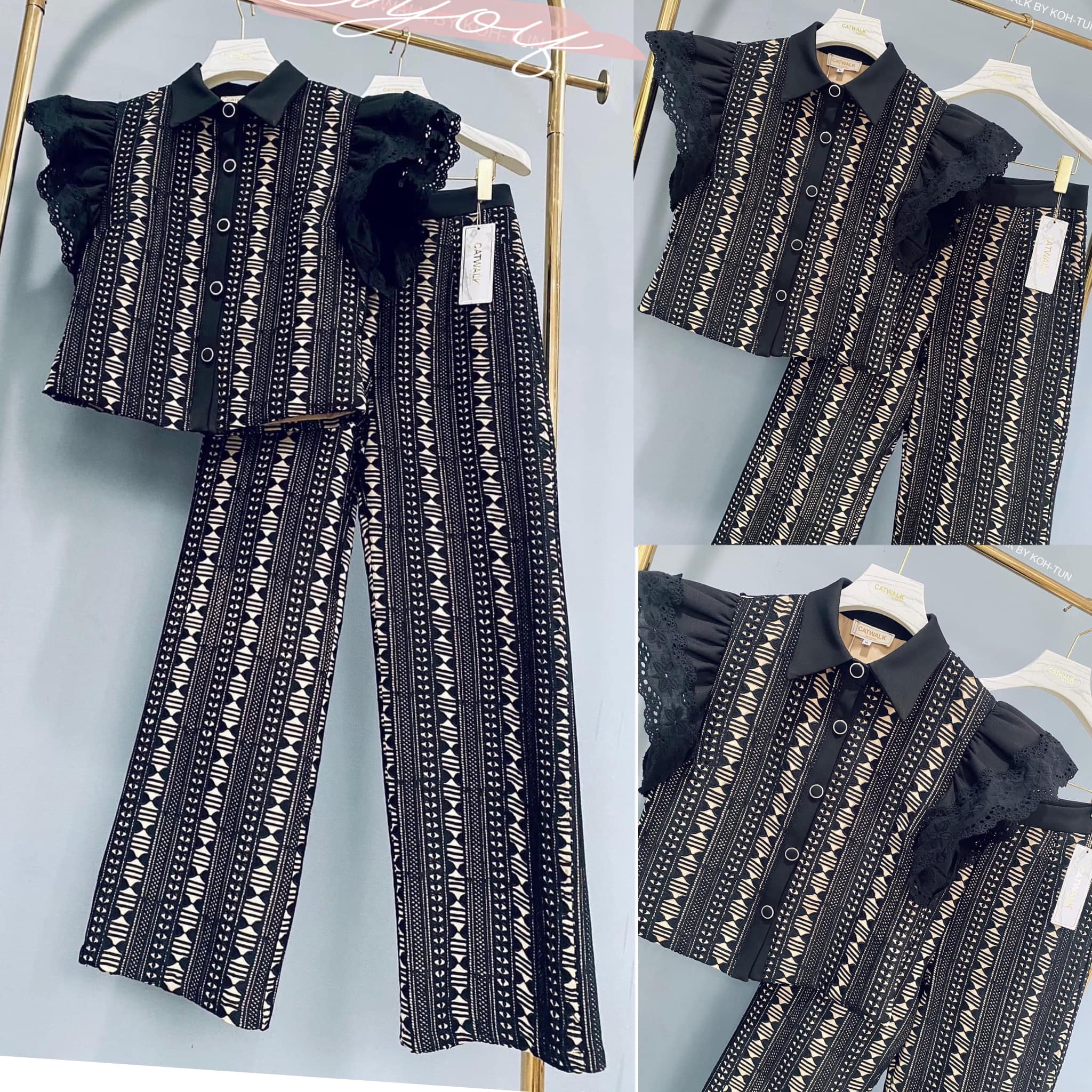 เซตปกเชิ้ตผ้าลูกไม้ ผ้าลูกไม้เนื้อดีทอลายสวยไม่ยับง่าย . สินค้าคุณภาพ (พร้อมส่ง).