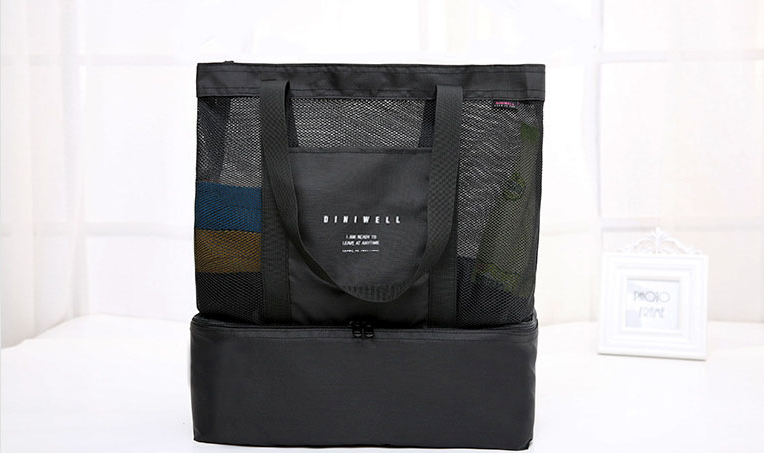 กระเป๋าเก็บความเย็น สะพายได้ เป็นตาข่าย เก็บอุณหภูมิร้อน-เย็น รูปทรงสวย เก๋ กะทัดรัด คุณภาพดี มีดีไซน์ (สีดำ)