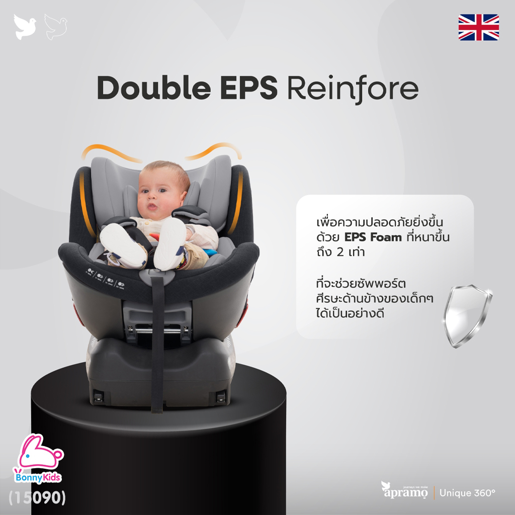 (15090) Apramo คาร์ซีทสำหรับเด็ก รุ่น UNIQUE360 ใช้ได้ตั้งแต่แรกเกิด - 12 ปี