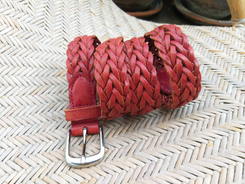 เข็มขัดชาย หนังแท้สานขัด