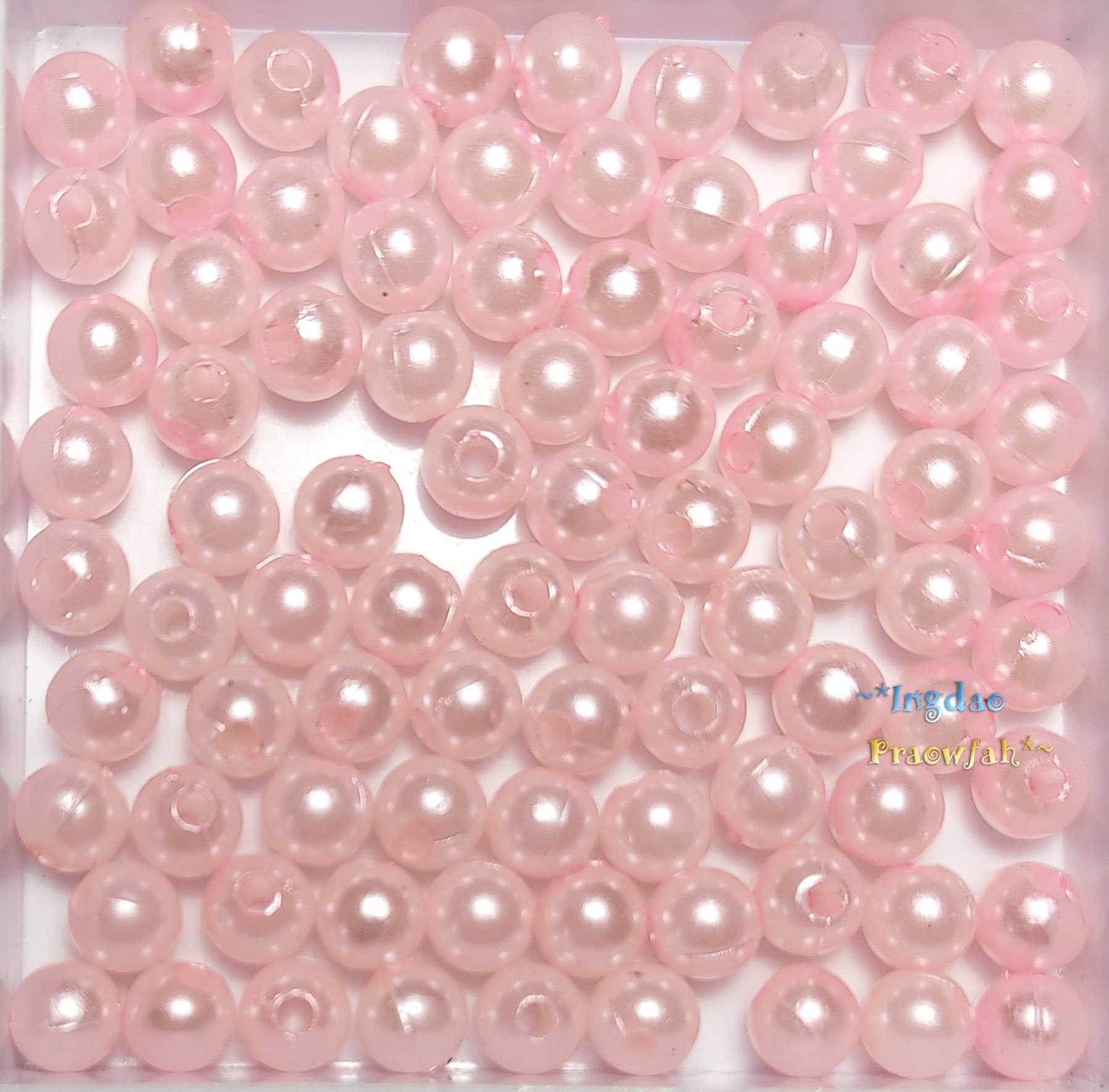 APEARL-6pk มุกอะคลีลิกทรงกลม ขนาด 6 มิล. สีชมพู (100 ชิ้น)