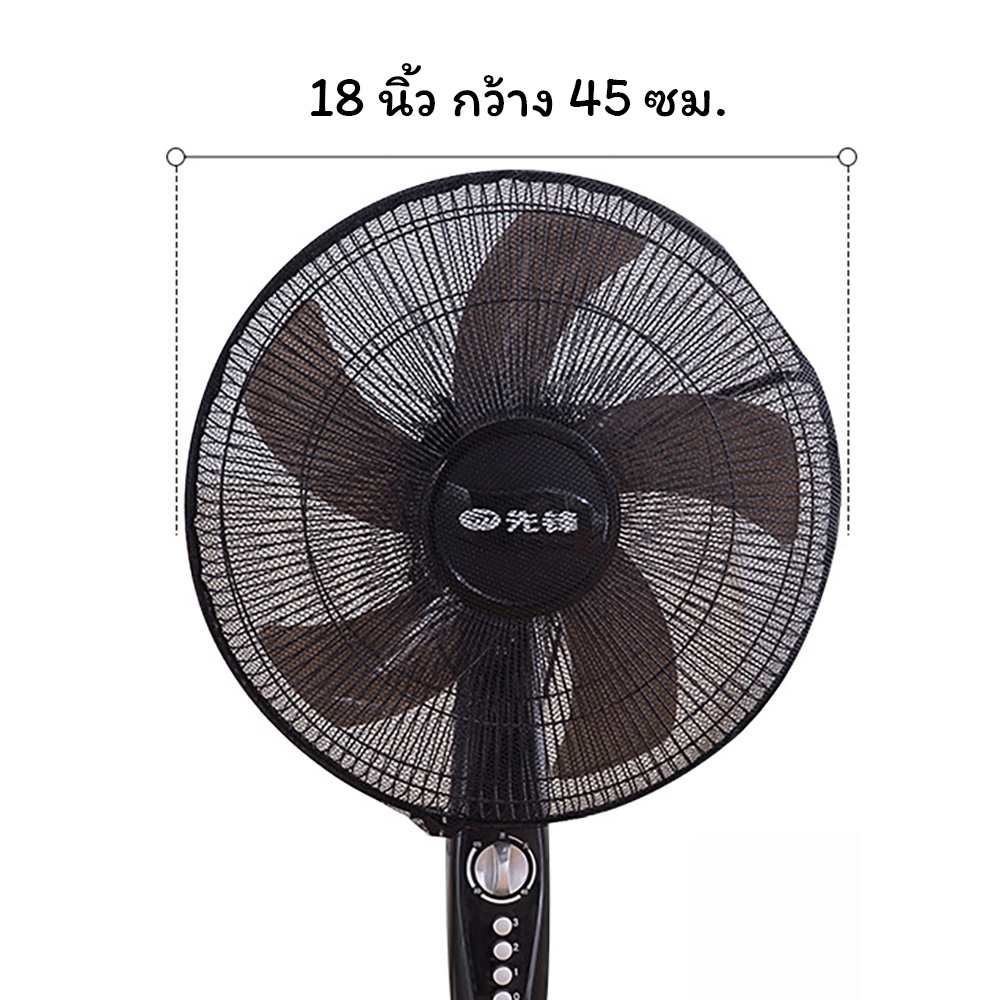 NanaBaby ผ้าคลุมพัดลม ตาข่าย ที่คลุมพัดลม หน้ากว้าง 16-18 นิ้ว ป้องกันนิ้วเด็ก สีขาว/ดำ