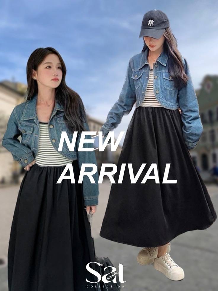 SET 2 pcs. เดรสตัวในด้านบนเป็นknitผ้าร่องอย่างดี ด้านล่างเป็นผ้าเชิ๊ตอย่างดี มีซับใน พร้อมเสื้อคลุมยีนส์ สินค้าคุณภาพ (พร้อมส่ง)