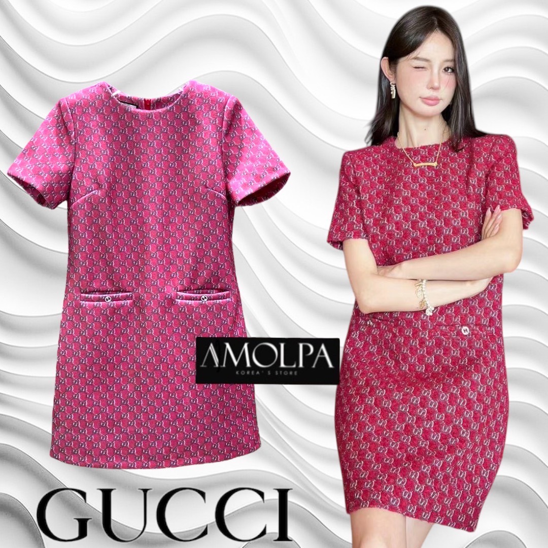 DRESS GG งาน hiend คุณภาพระดับVVVIP ผ้าทอ ผ้าดีมาก มีน้ำหนักสุดๆ เย็นมากๆ ห้ามพลาดเลยน๊า สวยสุดๆ ใส่สบาย : สินค้าคุณภาพ (พร้อมส่ง)