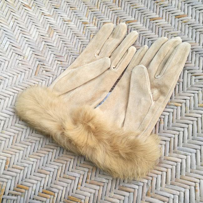 ถุงมือหนังกลับเฟอร์กระต่าย Premiere GANTS อุ่นถึงติดลบ /ของใหม่/