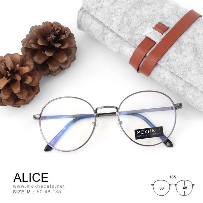 ALICE - gray กรอบโลหะทรงกลม กว้าง 135 มม.(sizeM) H48