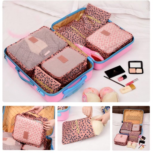 กระเป๋าจัดระเบียบเดินทาง กระเป๋าจัดระเบียบเสื้อผ้า 6 ใบ จัดกระเป๋าเดินทาง กันน้ำ ใส่เสื้อผ้า ชุดชั้นใน เครื่องสำอาง มี 5 สีให้เลือก