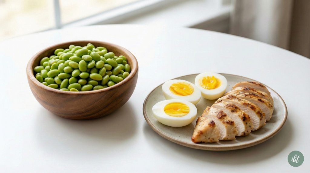 อาหารที่มีโปรตีนสูง ไข่ต้ม อกไก่ ถั่วเหลือง ช่วยเสริมสร้างเคราตินให้กับเส้นผม