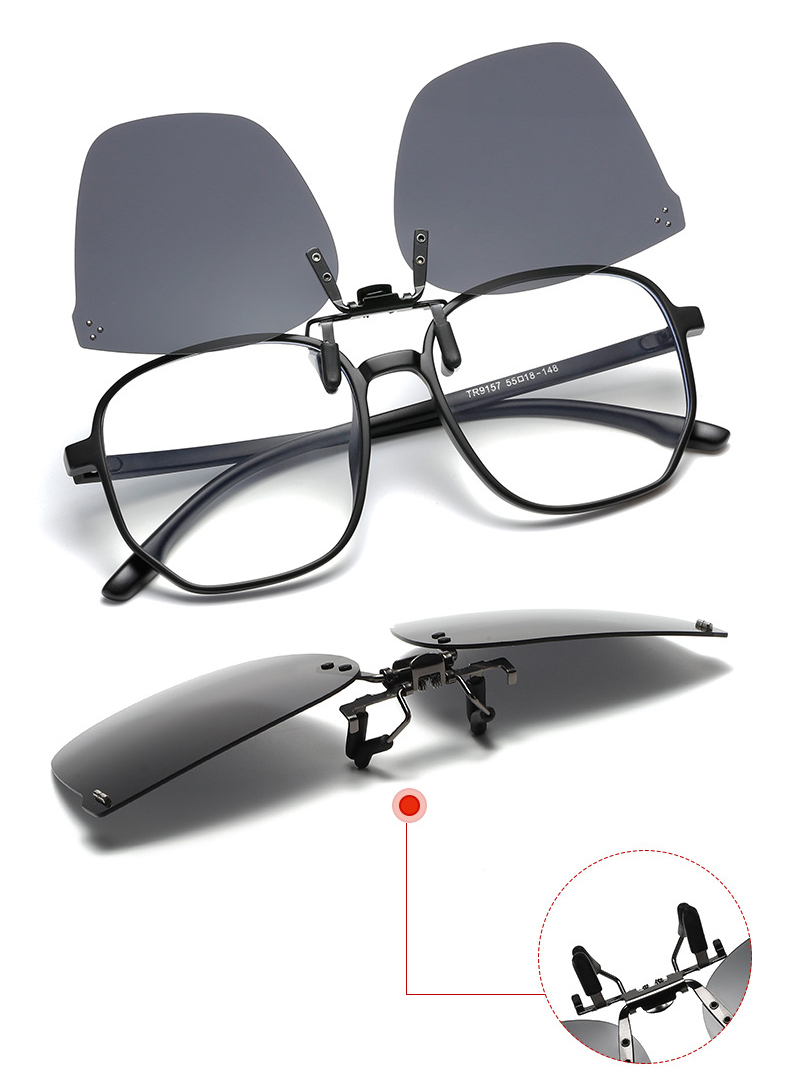 MOKHA คลิปออนแว่นตา (SizeM) ทรงเหลี่ยม ClipOn กันแดด คลิปติดแว่นตา แว่นกันแดด