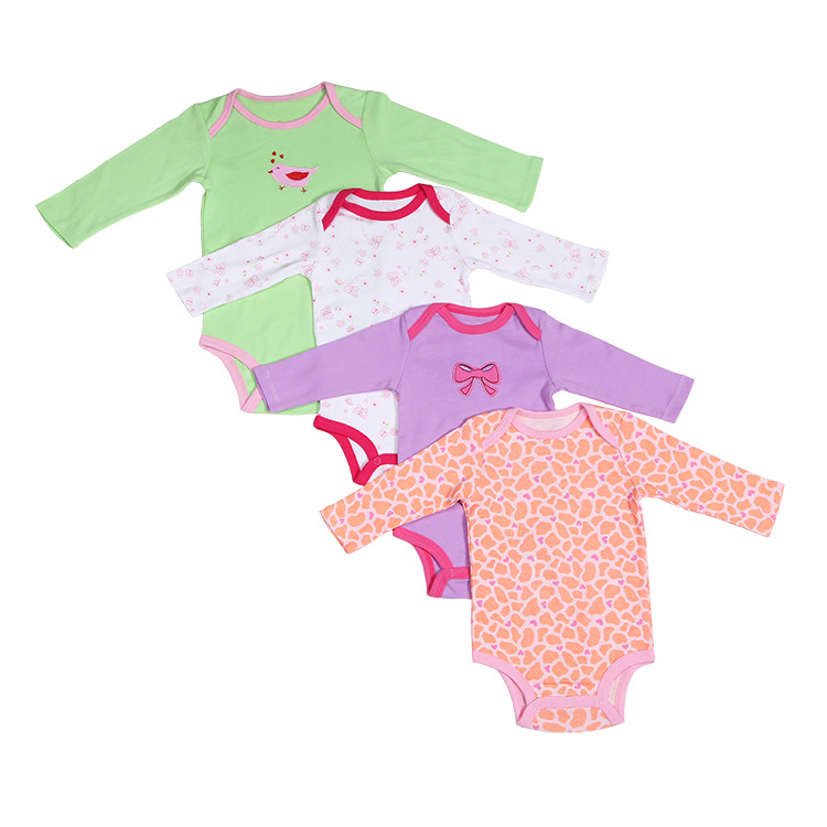 ชุดบอดี้สูทเด็กหญิง แขนยาว วัย 0-3/3-6/6-9 เดือน คละลาย