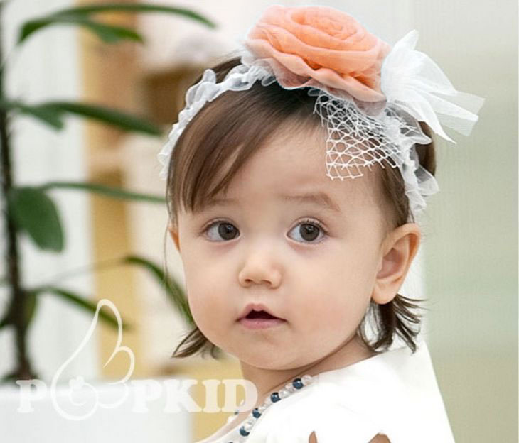 ผ้าคาดผมเด็กอ่อน ดอกไม้ประดับตาข่ายหรูหรา