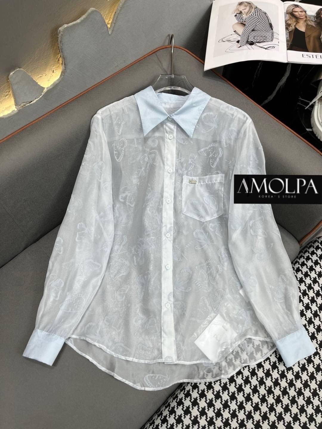 เสื้อเชิ้ตซีทรู CD งานสวยยม๊ากก ลาย ใหม่. งานน่ารักมาก ผ้าใส่สบายมาก ใส่สบาย : สินค้าคุณภาพ (พร้อมส่ง)