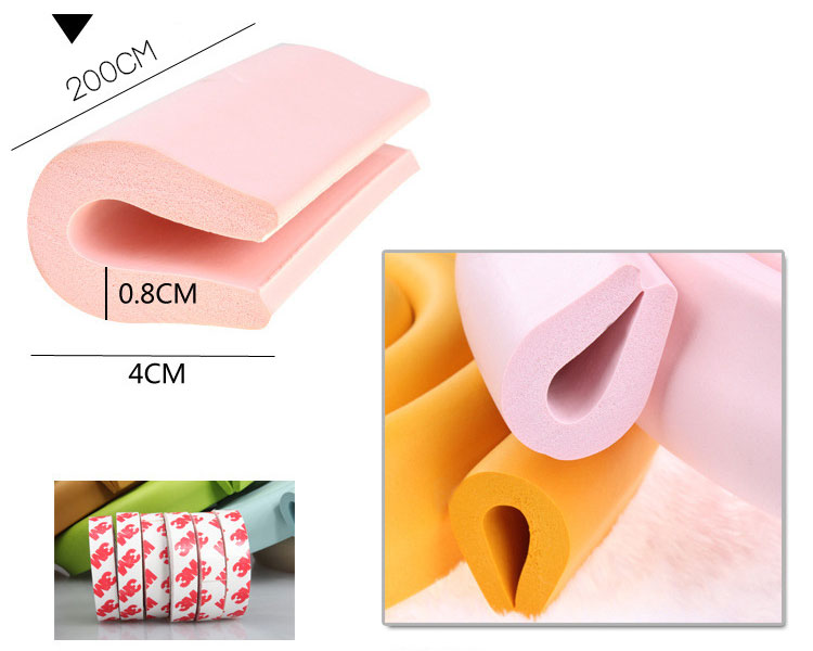 เส้นยางกันกระแทกเด็ก รูปตัว U กันขอบมุม ยาว 2 เมตร แถมเทปกาว 2 หน้าฟรี