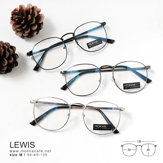 LEWIS - black กรอบแว่นตา ทรงเหลี่ยม กรอบโลหะ กว้าง 135 มม. (sizeM) H45
