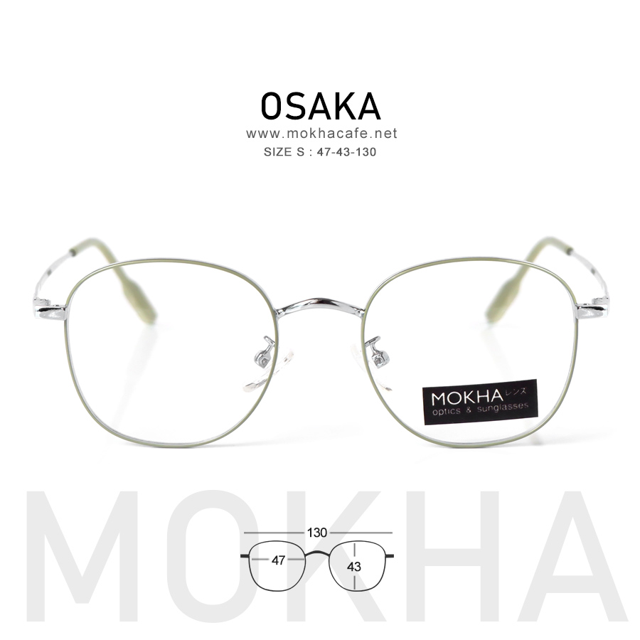 OSAKA - green silver แว่นตาทรงกลมรี กรอบแว่นโลหะ กว้าง 130 มม.(sizeS) H43