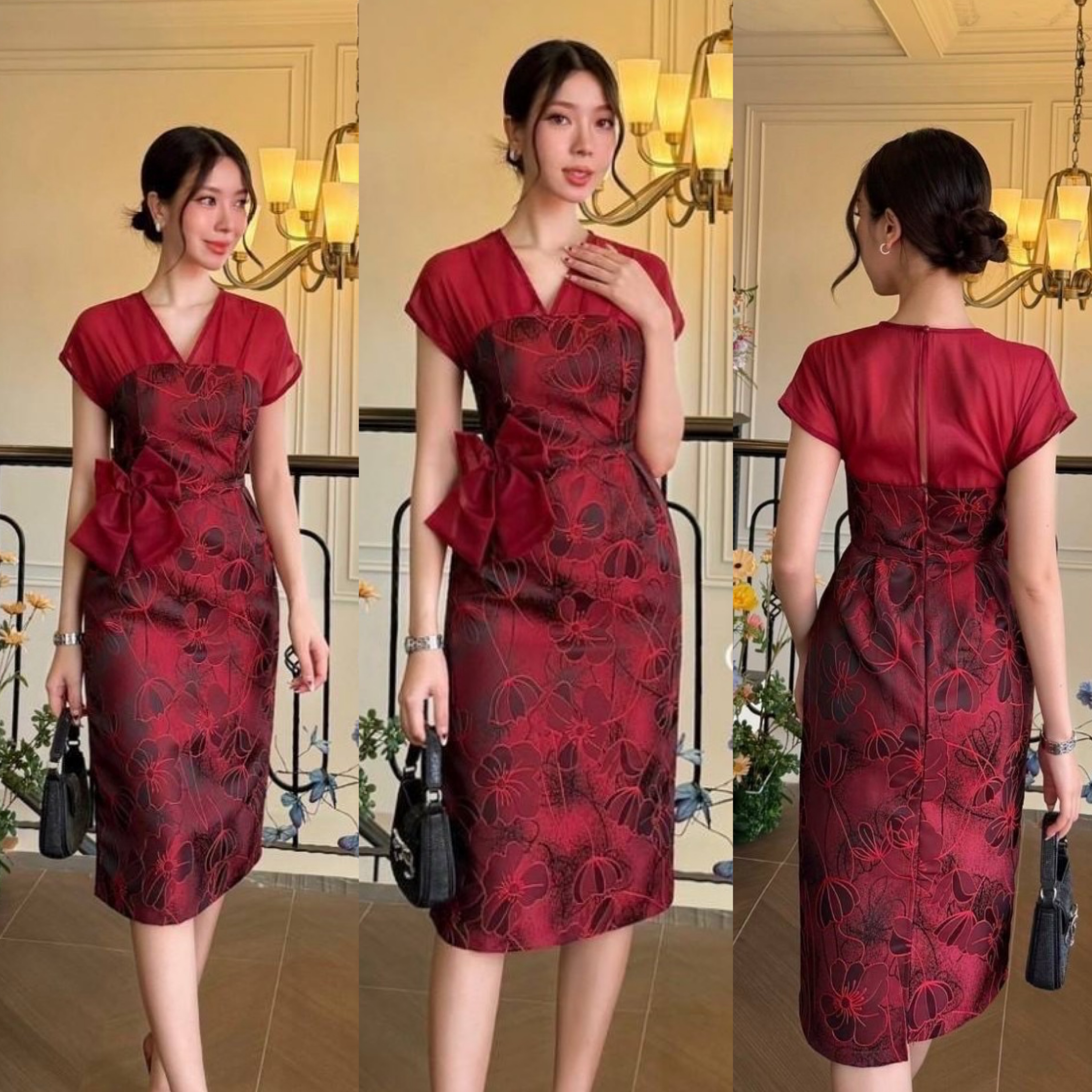 ชุดเดรสผ้าทอลายลูกไม้ด้านบนช่วงอกเป็นผ้า ชีฟองเนื้อทรายตกแต่งช่วงเอวด้วยเข็มขัดโบว์ สุดน่ารักมาพร้อมซับในอย่างดีค่ะ ใส่สบาย : สินค้าคุณภาพ (พร้อมส่ง)