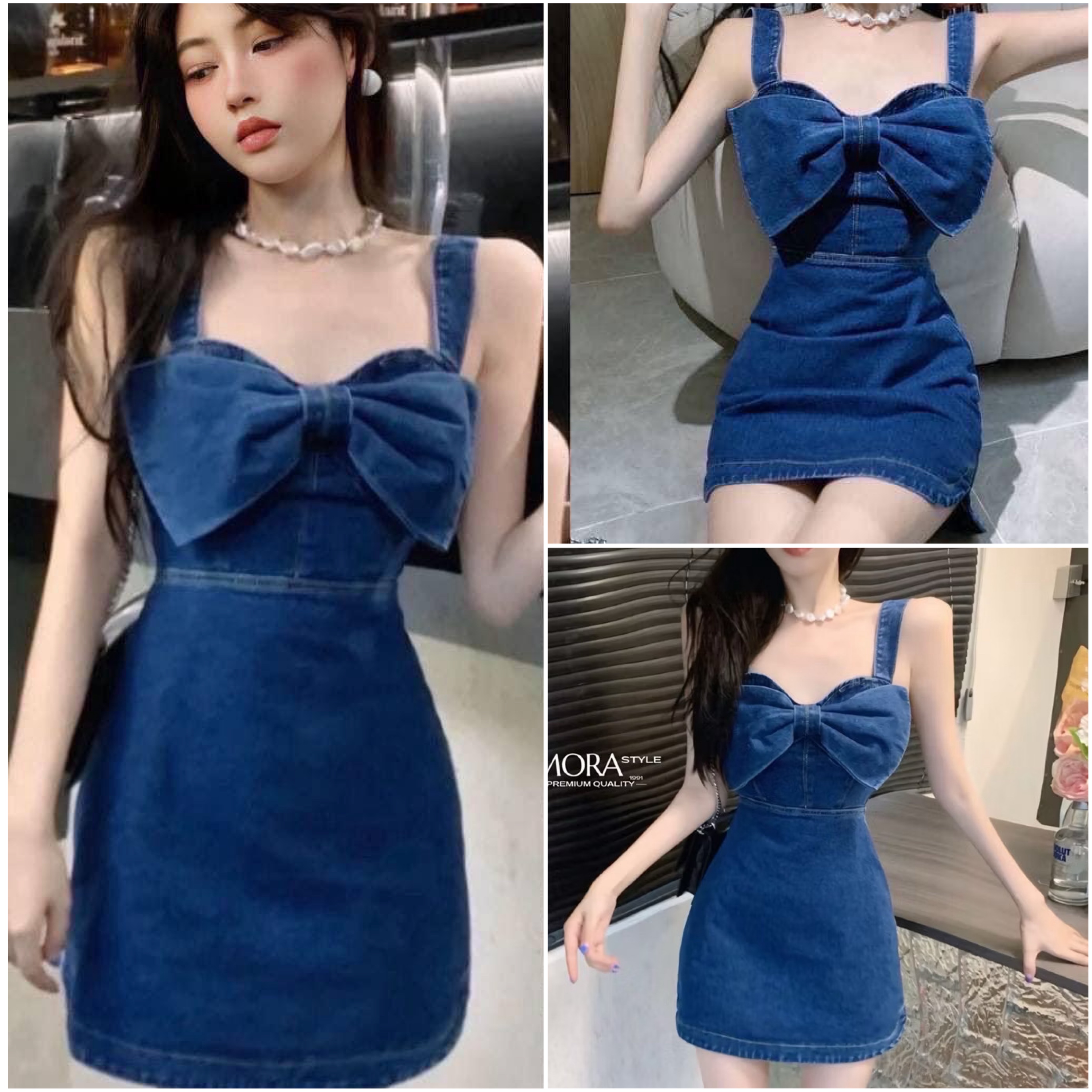 มินิเดรสยีนแต่งโบว์หน้าใหญ่มากกก งานซิปหลัง ผ้าดี ทรงสวยเปะ เที่ยว ใส่ออกงานได้หมดเลยค่าาา ใส่สบาย : สินค้าคุณภาพ (พร้อมส่ง)