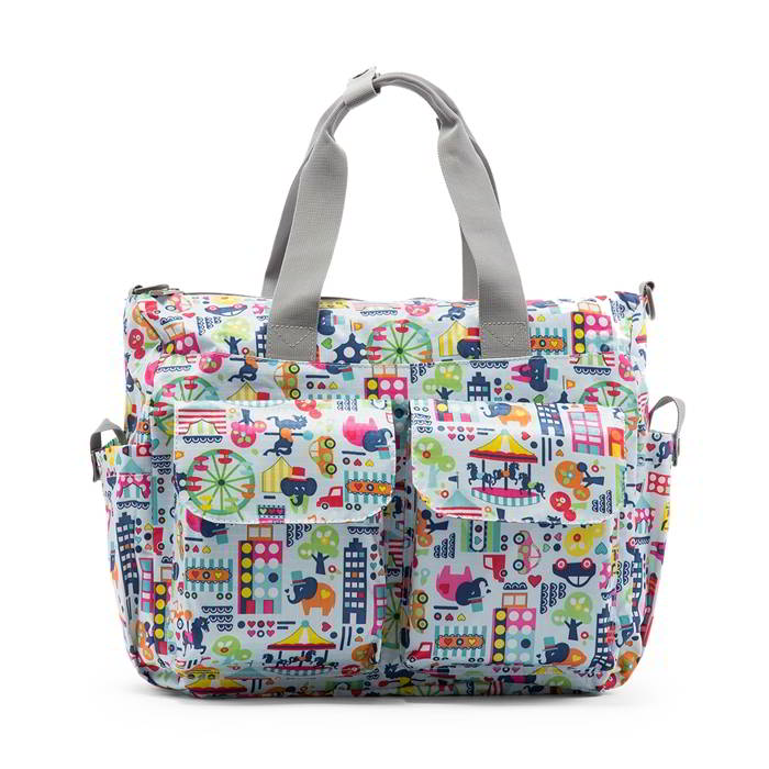 Ecosusi กระเป๋าคุณแม่ กระเป๋าสัมภาระคุณแม่ กระเป๋าแม่ลูกอ่อน แขวนรถเข็นเด็กได้ หิ้ว หรือสะพายไหล่ได้ (ลายสวนสนุก)