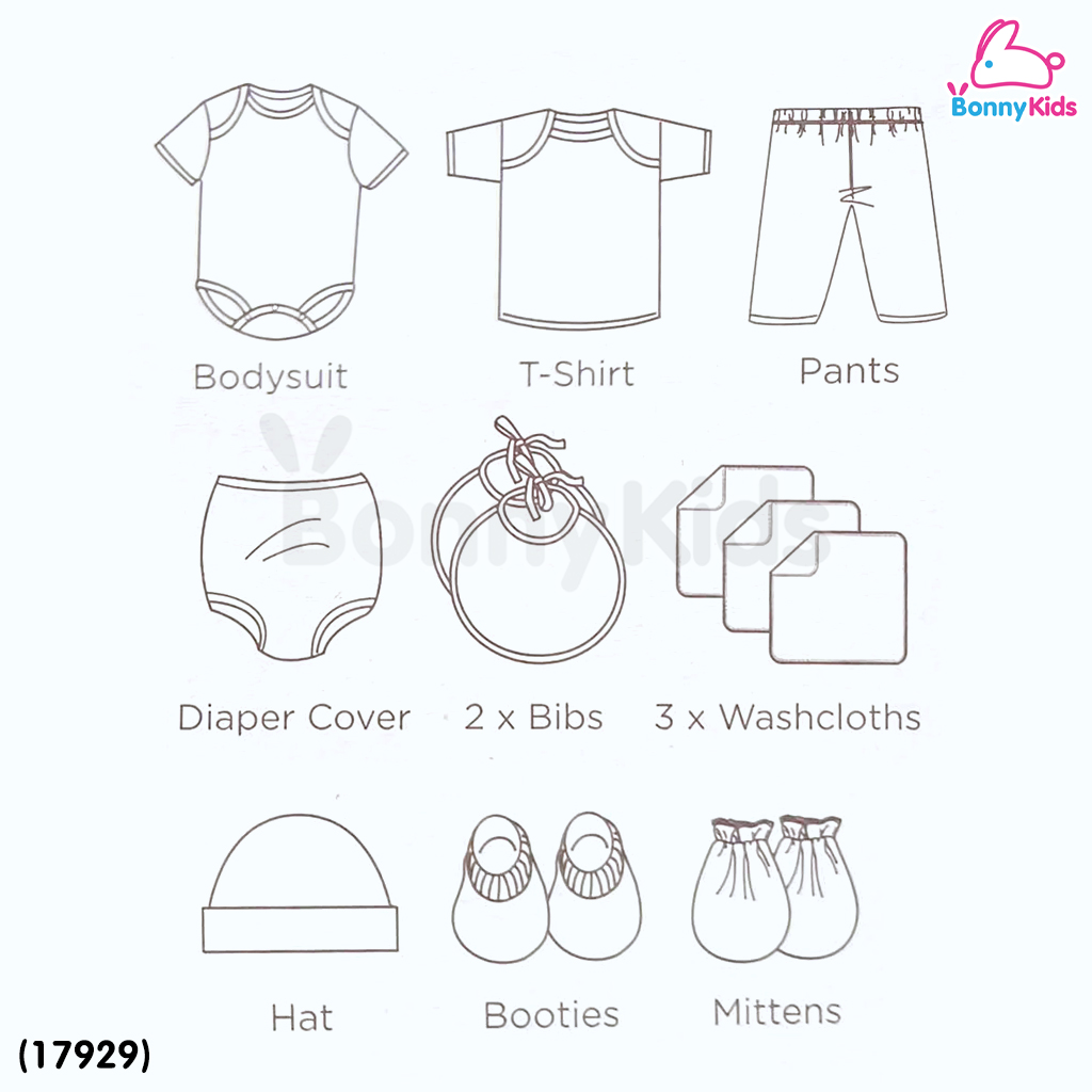 (17929) Lilsoft Baby 12 Pcs Gift Set กิ๊ฟเซ็ตของขวัญเด็กแรกเกิด 12 ชิ้น (สำหรับเด็ก 0-6 เดือน) ลายไดโนเสาร์เทาฟ้า