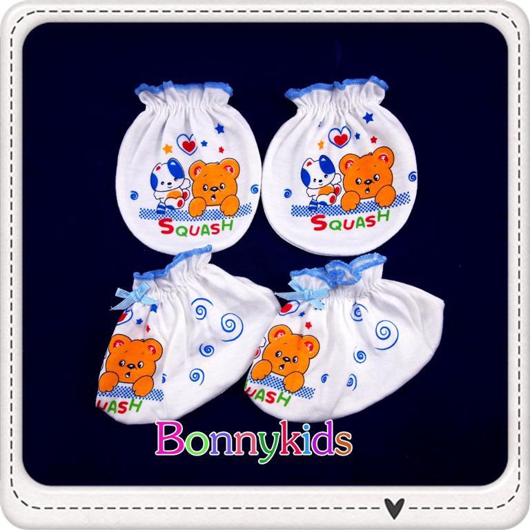 ถุงมือถุงเท้า cotton 100% (แพ็ค 12 เซ็ต) คละลาย