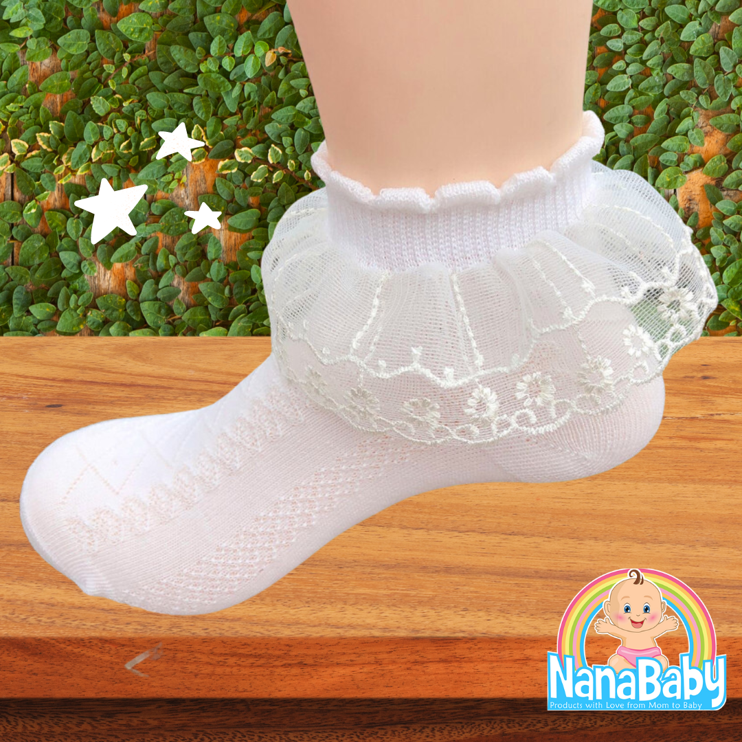 NanaBaby ถุงเท้าลูกไม้เด็กผู้หญิง Premiem Socks for Kids Girls ถุงเท้าเจ้าหญิง 1-18 ขวบ