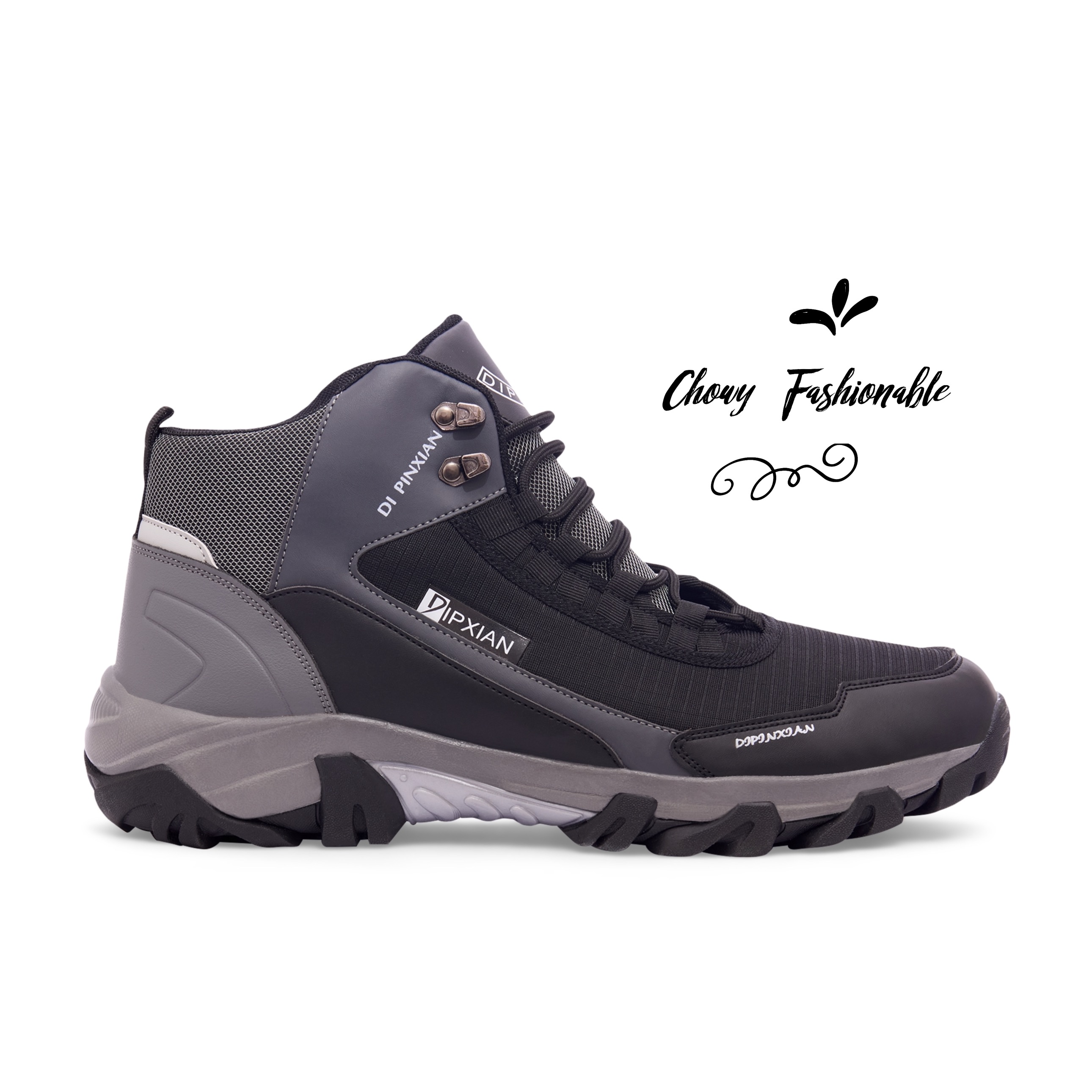 รองเท้าผ้าใบผู้ชายไซส์ใหญ่ 50-54 Men Fashion Sneaker ทรงข้อสูง หุ้มข้อ สีดำ KR1232