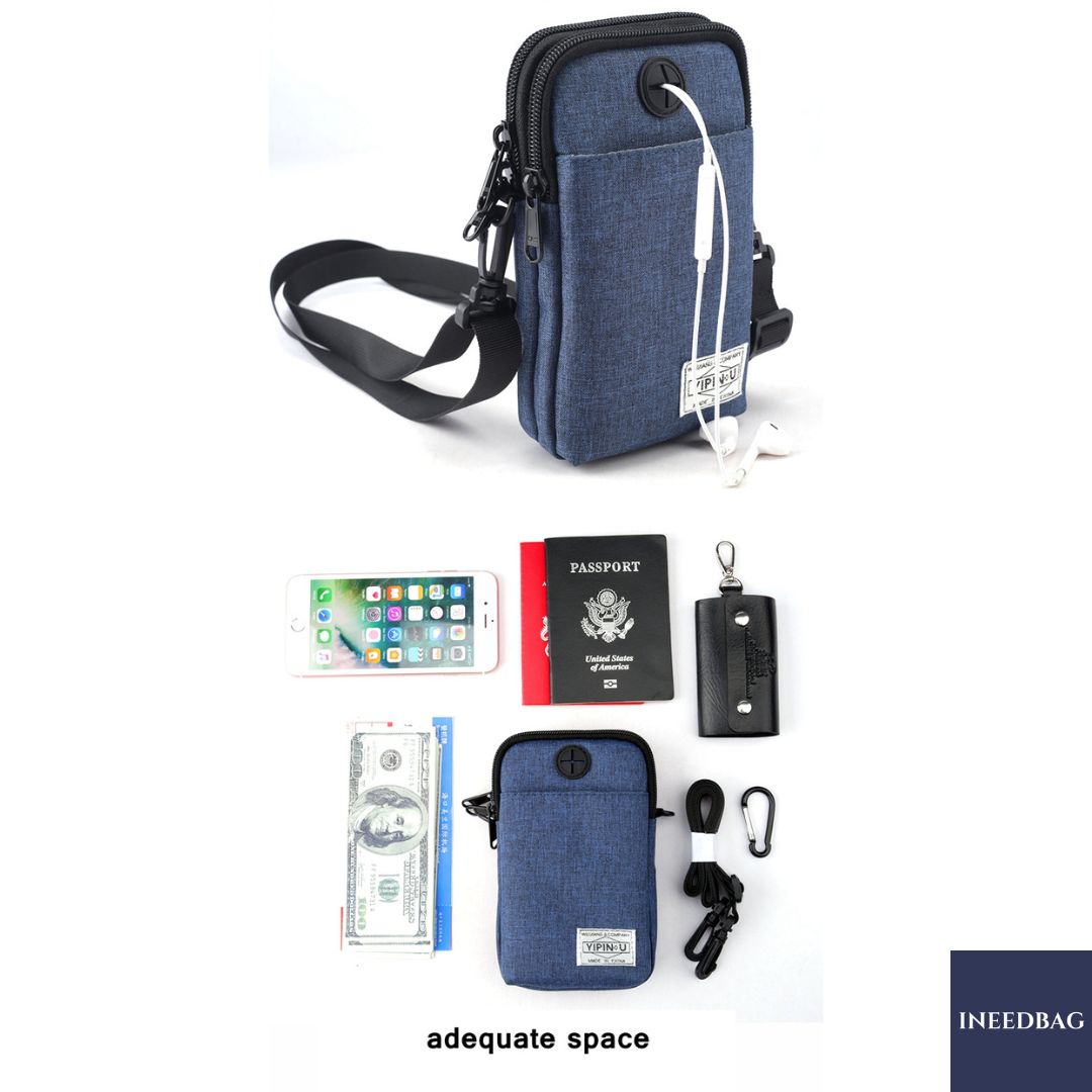 กระเป๋าสะพายคาดลำตัว กระเป๋าสะพายไหล่ กระเป๋าใส่โทรศัพท์มือถือ สายยาวปรับระดับ-ถอดจากตัวกระเป๋าได้ กระเป๋าเกี่ยวกับเข็มขัดได้ มี 3 สีให้เลือก
