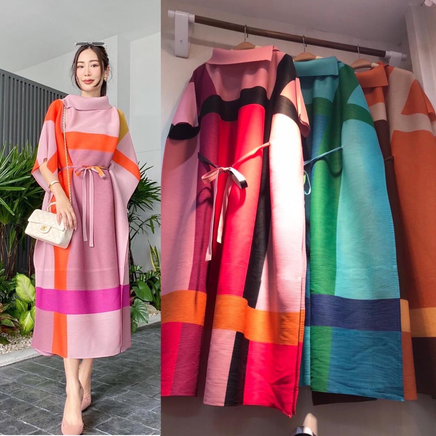 เดรสอัดพลีท ปกเฉลียง ทรงแขนผีเสื้อ 🦋 แต่งสายคาดเอว แพตเทิร์นดีงามมว้าก ใส่สบาย สินค้าคุณภาพ (พร้อมส่ง)