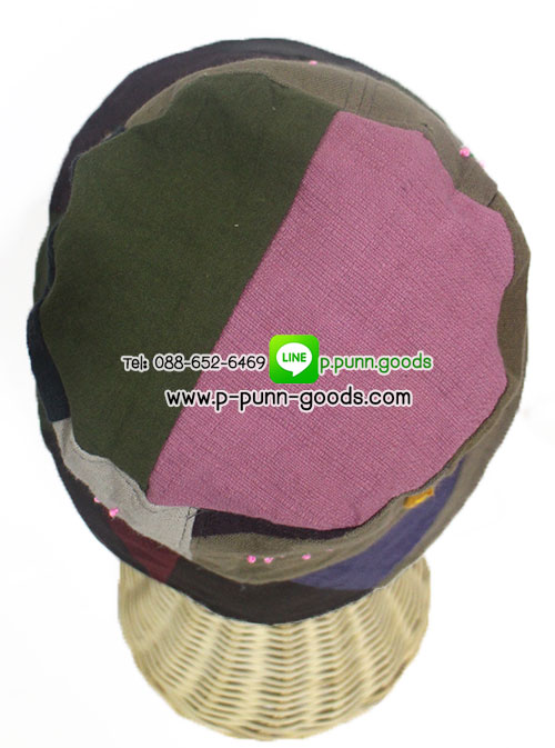 หมวกผ้าฝ้าย หมวกผ้าต่อปักดอก หมวกทรงบัคเก็ต