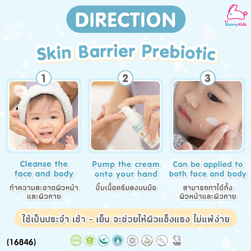 (16846) Aiaoon (ไออุ่น) Organic Skin Barrier Prebiotic Daily Cream ครีมบำรุงผิวหน้าและกาย (15ml.)