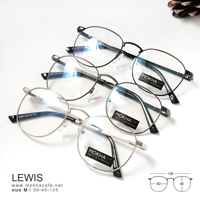 LEWIS - black กรอบแว่นตา ทรงเหลี่ยม กรอบโลหะ กว้าง 135 มม. (sizeM) H45