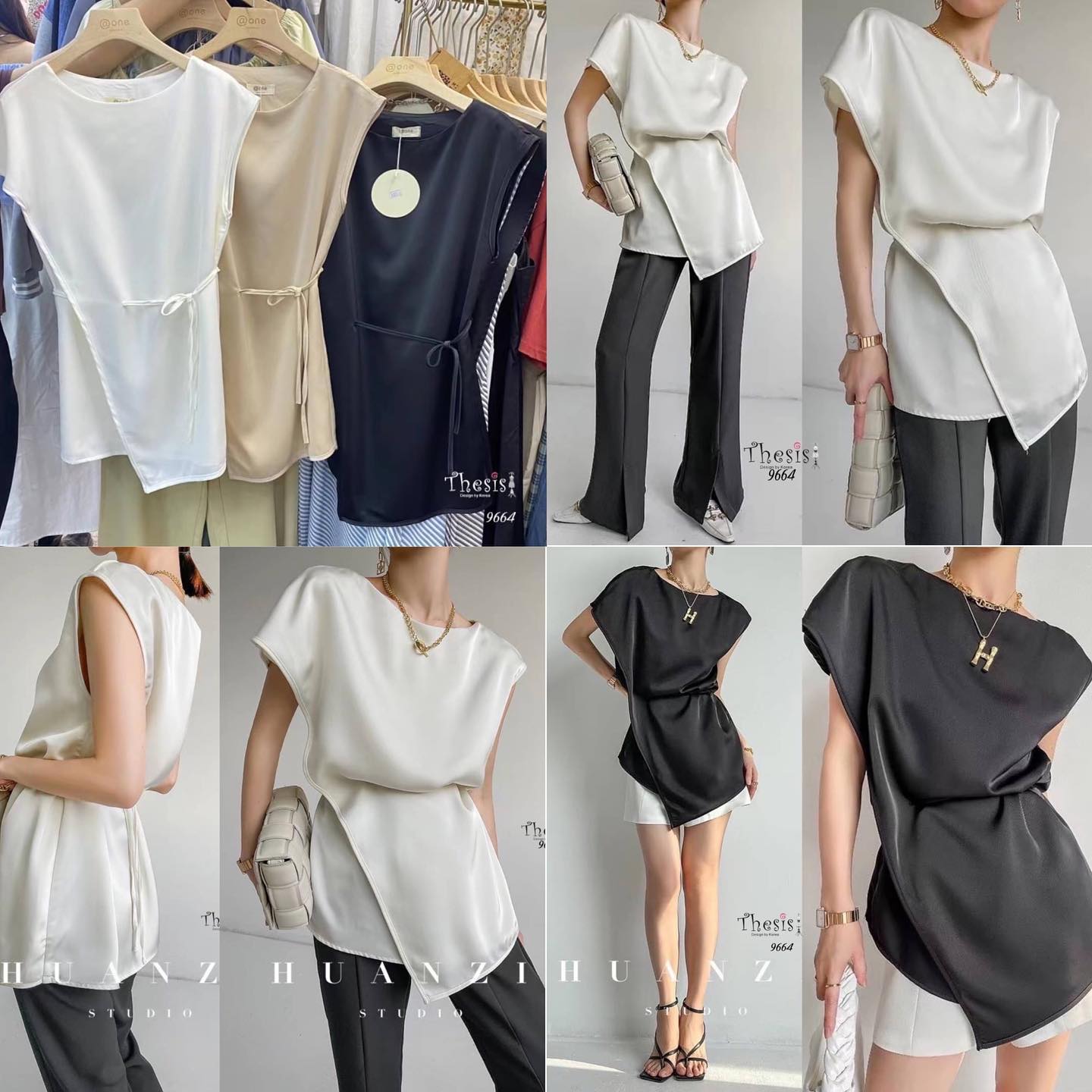 เสื้อแขนกุดทรงป้ายเฉียงหลอก ทรงสวยดีไซน์เก๋มาก มีรูเย็บรังดุมอย่างดีด้านหน้าร้อยเชือกเข้าเอวเก็บทรง สวยเลยค่ะ : สินค้าคุณภาพ (พร้อมส่ง)