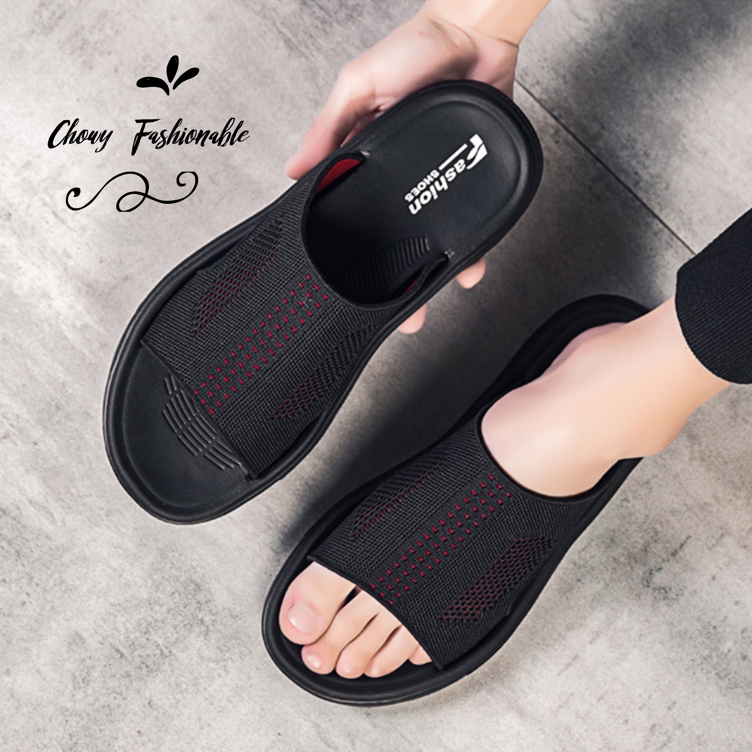 รองเท้าแตะผู้ชาย ไซส์ 42-45 Ventilate Sandal Shoes แตะสวมผู้ชาย Chowy KR1057RD