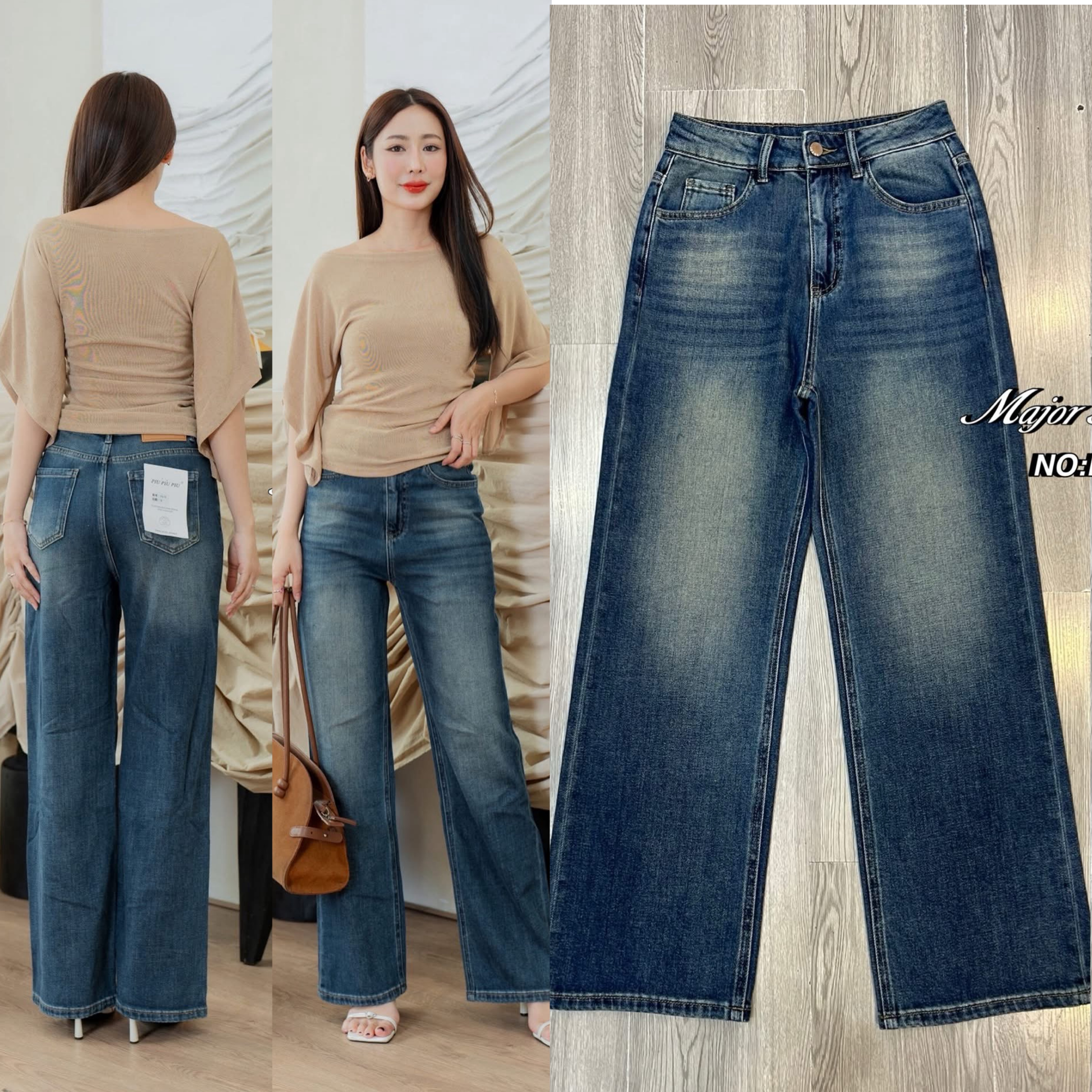 กางเกงยีนส์ขากระบอก ทรงเอวสูงงงง สไตล์เกาหลี🇰🇷 เก๋ๆ ใส่สบายสุดๆใส่แล้วดูเพรียวสูง สีฟอกสีจริงคือสวยหรูมาก ใส่สบาย : สินค้าคุณภาพ (พร้อมส่ง)