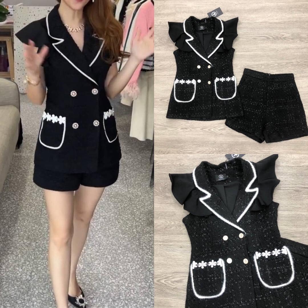 set เสื้อ+ กางเกงสั้น เสื้อสุทเนื้อผ้าทวิตดีมากๆคะ ซับในทั้งชุด สินค้าคุณภาพ (พร้อมส่ง)