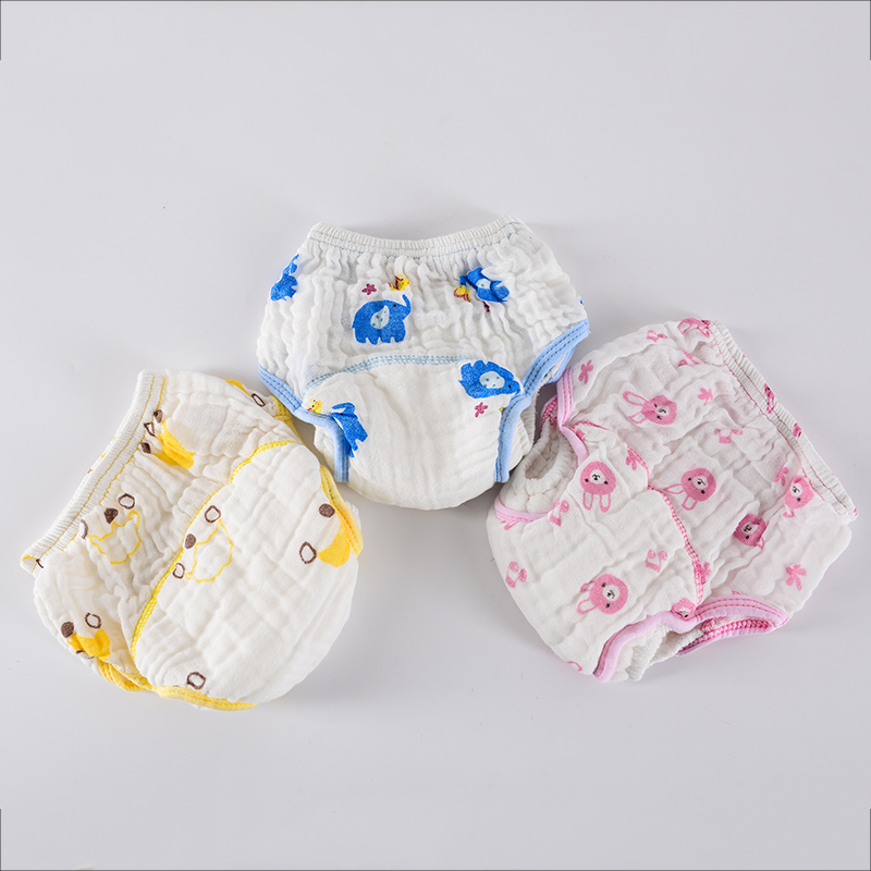 กางเกงผ้าอ้อมเด็กซักได้ กางเกงซับฉี่เด็ก กางเกงผ้าอ้อมสาลู 100%Cotton Muslin กางเกงกันฉี่ กางเกงผ้าอ้อมซับฉี่ ขอบขาสองชั้น