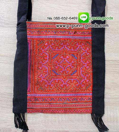 กระเป๋าย่าม ผ้าปักชาวเขา (ใบเล็ก) - size S (ผ้าเก่า)