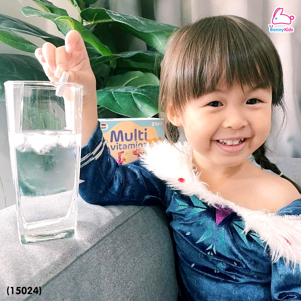 (15024) BROO (บรู) Multivitamins for kids วิตามินรวมเม็ดฟู่สำหรับเด็ก 15 เม็ดฟู่ (2ปี+)