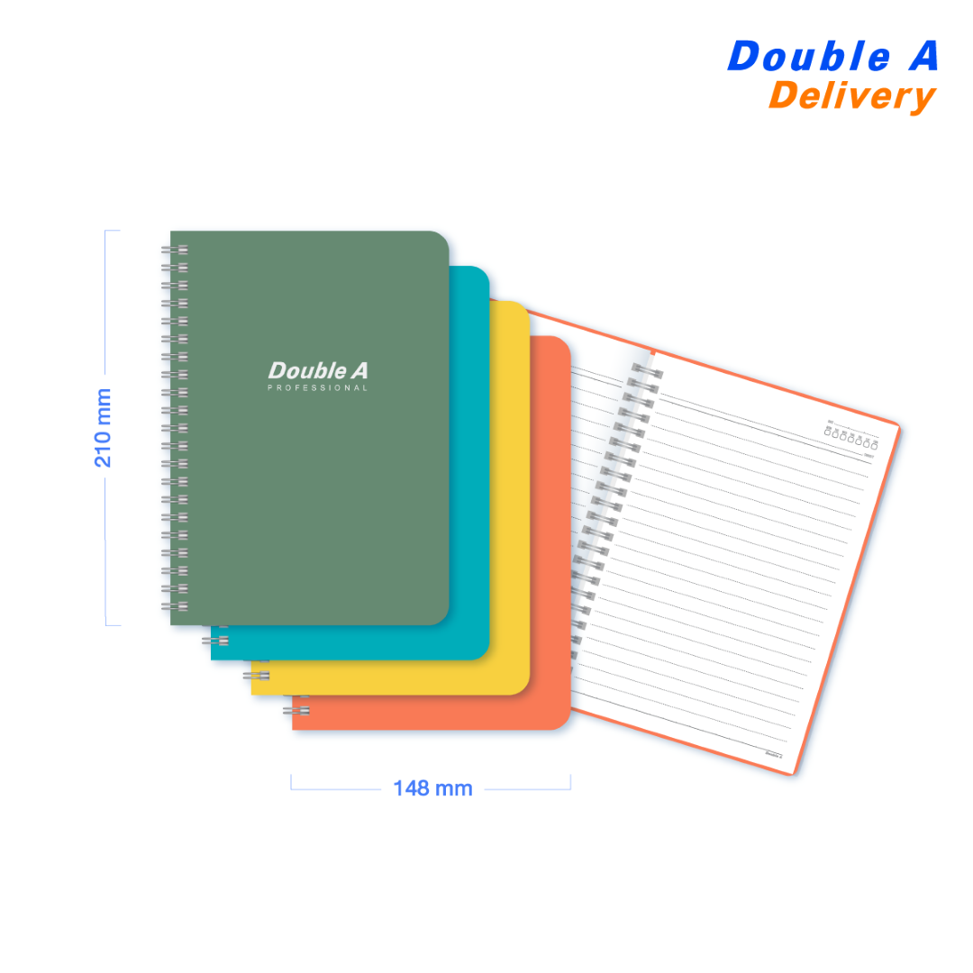 สมุดบันทึกเข้าเล่มแบบสันห่วง ขนาดA5 70 แกรม 40 แผ่น 4 เล่ม (คละสี)