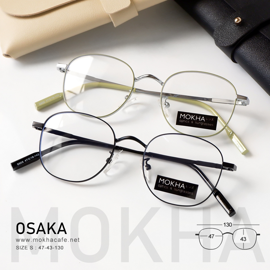 OSAKA - green silver แว่นตาทรงกลมรี กรอบแว่นโลหะ กว้าง 130 มม.(sizeS) H43