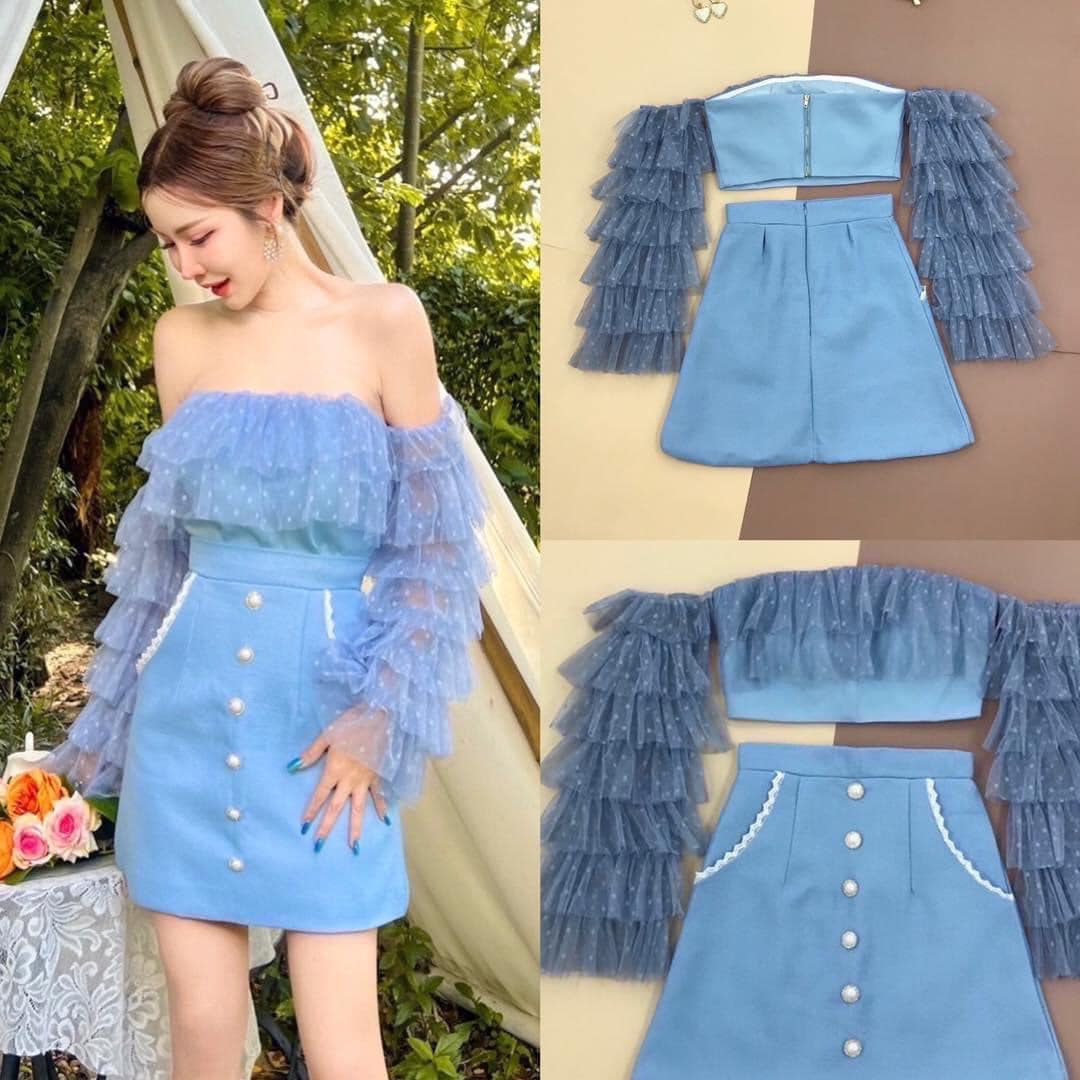 ชุดเกาะอก พร้อมกระโปรงสั้น ทรงสวย ใส่สบาย สินค้าคุณภาพ (พร้อมส่ง)