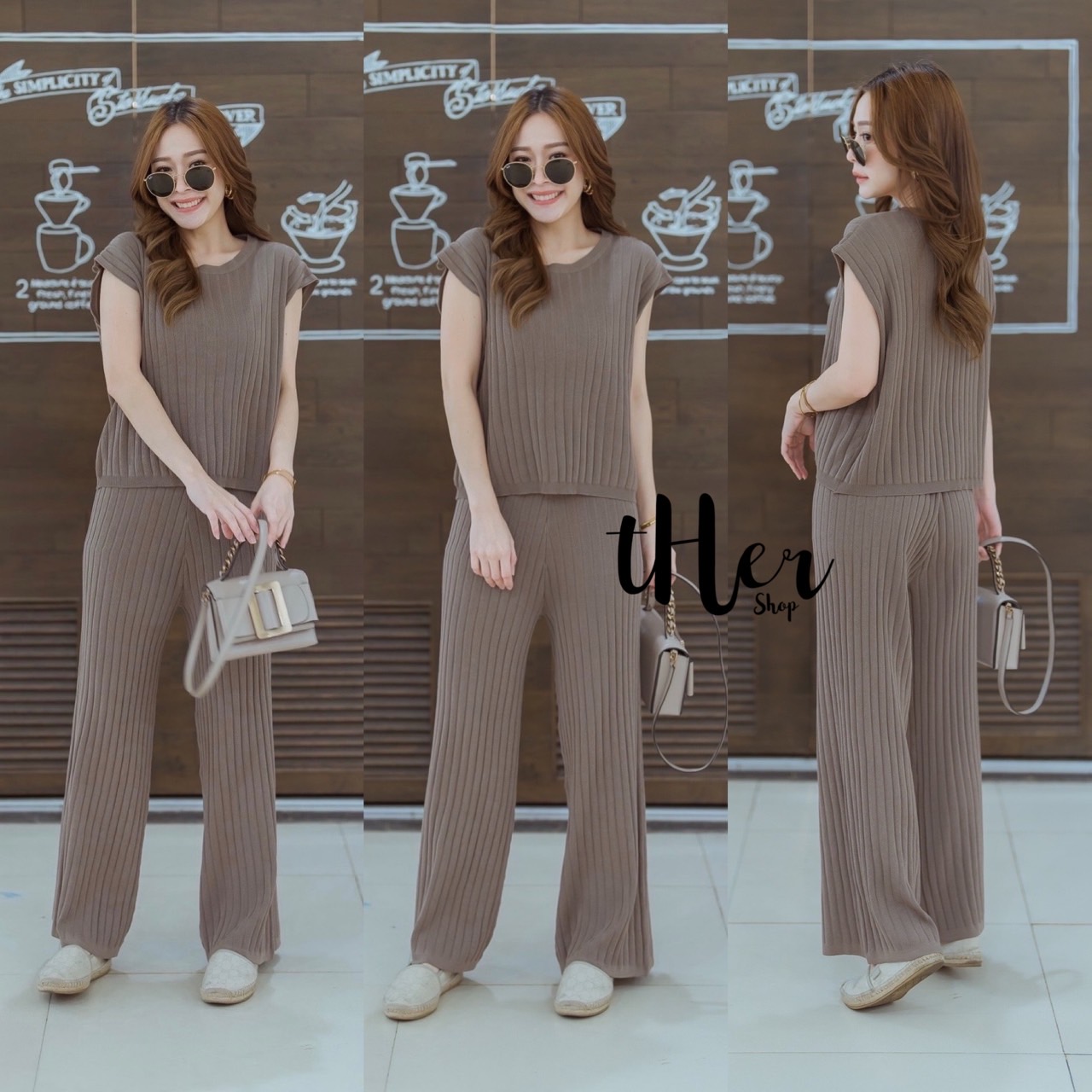 ชุดSet เสื้อแมตซ์กางเกงขายาวเข้าชุด ตัวเสื้อกึ่งๆแขนปีกค้างคาวสามารถใส่แยก ได้ด้วยน้า ใช้ผ้าเนื้อดี ใส่สบาย : สินค้าคุณภาพ (พร้อมส่ง)