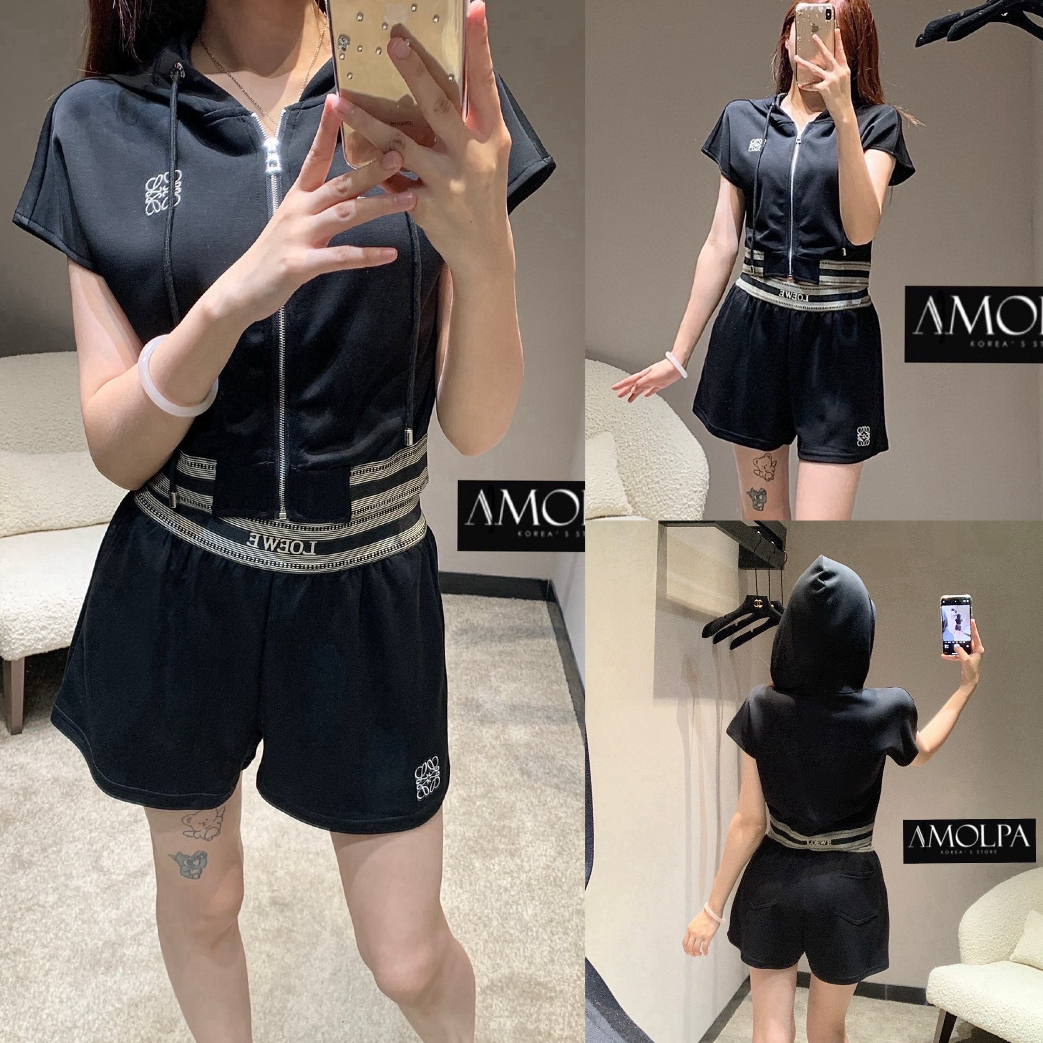 SET JACKET HOOD+PANTS LOEWE เสื้อเป็น JACKET HOOD ขอบอักษร มาพร้อมกางเกงขาสั้น ขอบเอว LOEWE งานใส่สบายมาก สินค้าคุณภาพ (พร้อมส่ง)