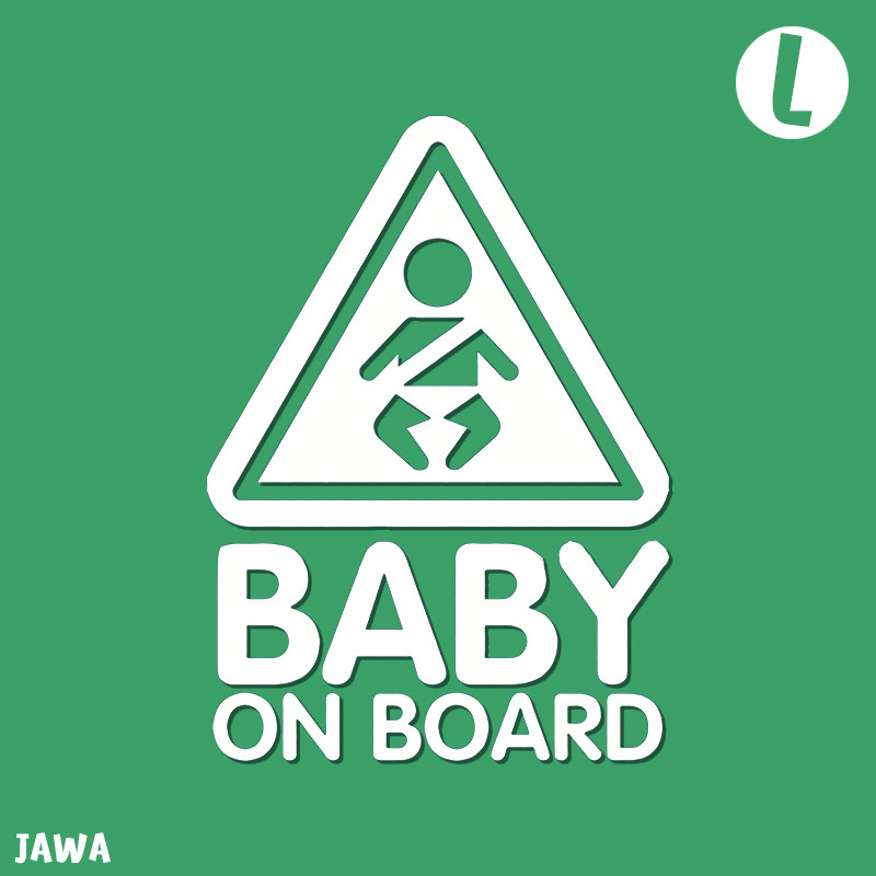 สติ๊กเกอร์ Baby in Car น่ารักสดใสสไตล์เกาหลี ติดกระจกรถยนต์ที่มีเด็ก สีขาว