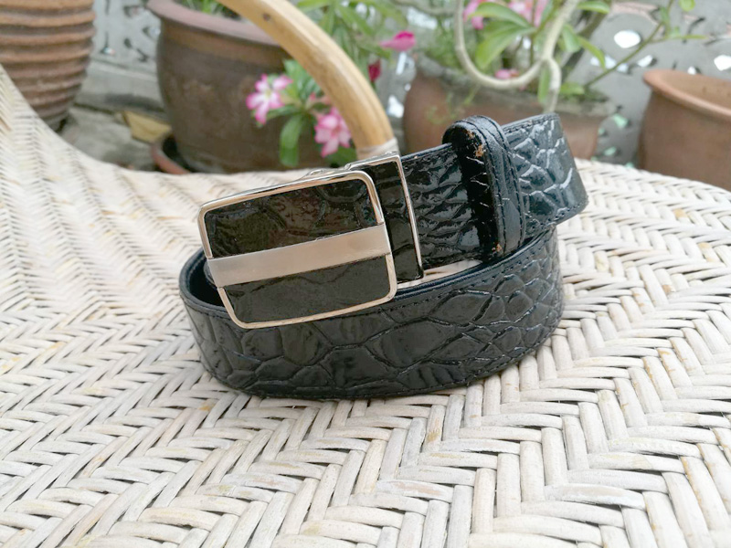 เข็มขัดชาย หนังแก้วลายหนังจรเข้ หัวสวยมาก