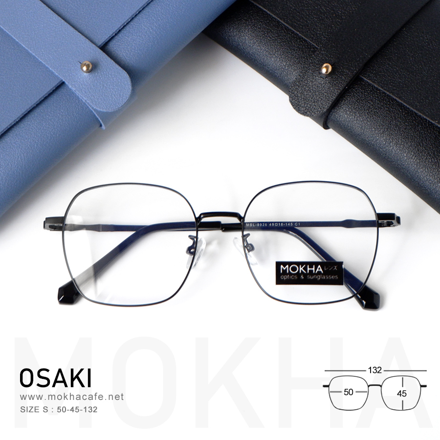 OSAKI - black แว่นตา ทรงเหลี่ยม กรอบโลหะ น้ำหนักเบา กว้าง 132 มม. (sizeS) H45