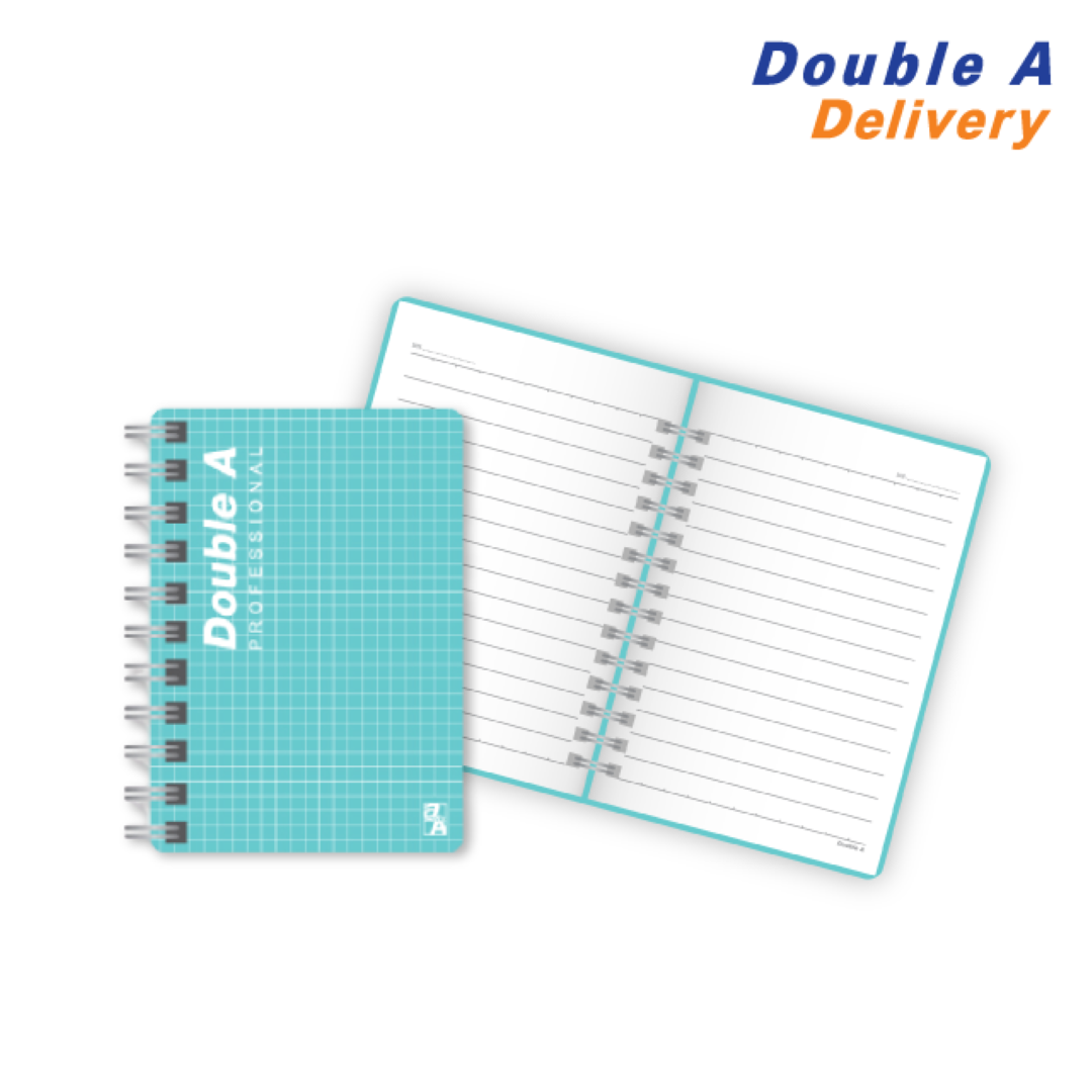 สมุดสันห่วงปกพลาสติก Professional ขนาด A6 เนื้อในพิมพ์เส้นบรรทัด 70 แกรม 100 แผ่น ปกสีเขียว