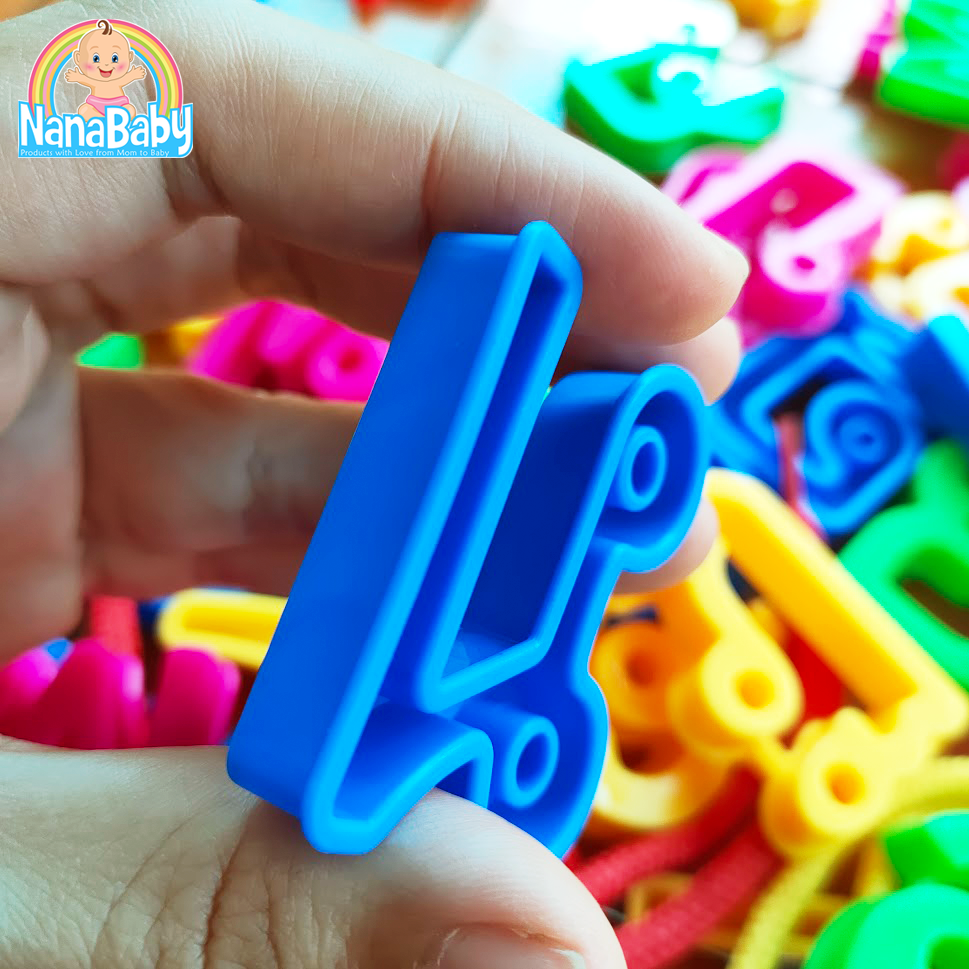 ของเล่นร้อยเชือก ชุดร้อยเชือกเด็ก ตัวอักษร ก-ฮ (44 ชิ้น) ของเล่นเด็กอนุบาล 2-3 ขวบขึ้นไป ของเล่นเสริมพัฒนาการ ของเล่นฝึกสมาธิ