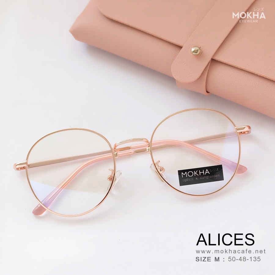 กรอบแว่น ALICES - rose gold pink กรอบโลหะทรงกลม กว้าง 135 มม.(sizeM) H48
